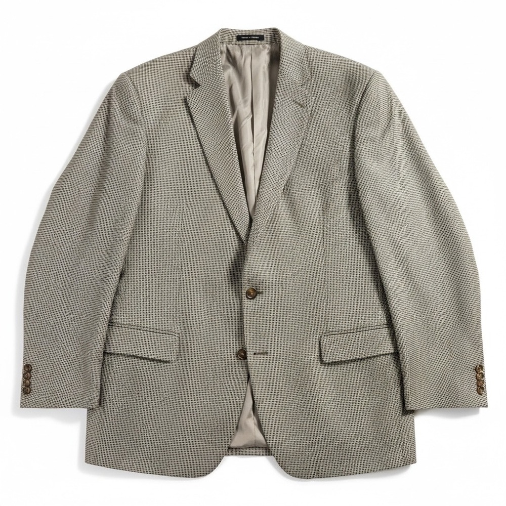 Lauren Ralph Lauren Sport Coat Mens 50L Tan Houndstooth Excellent Two Button